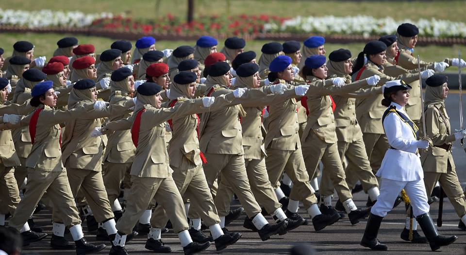 16 - Female Pakistani Soldiers March Past During A Pakistan Day Military Parade