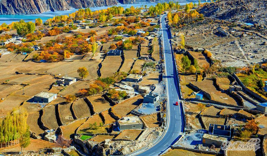 Karakoram Highway in Hussaini Village - Gojal
