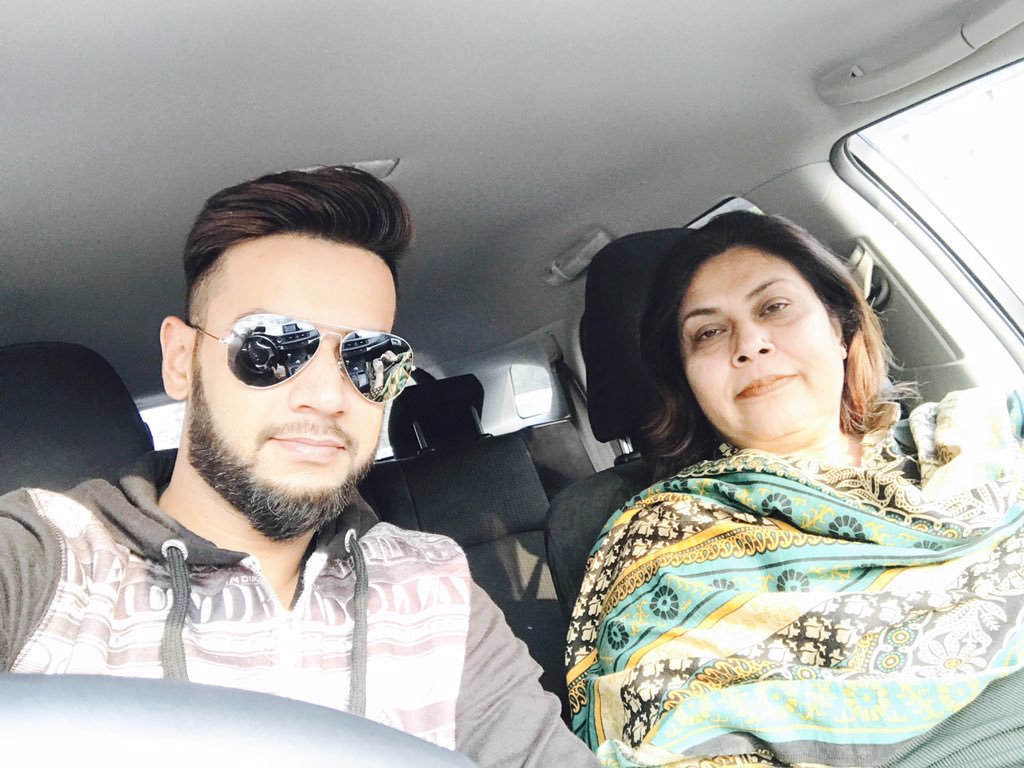 Imad Wasim with his mother