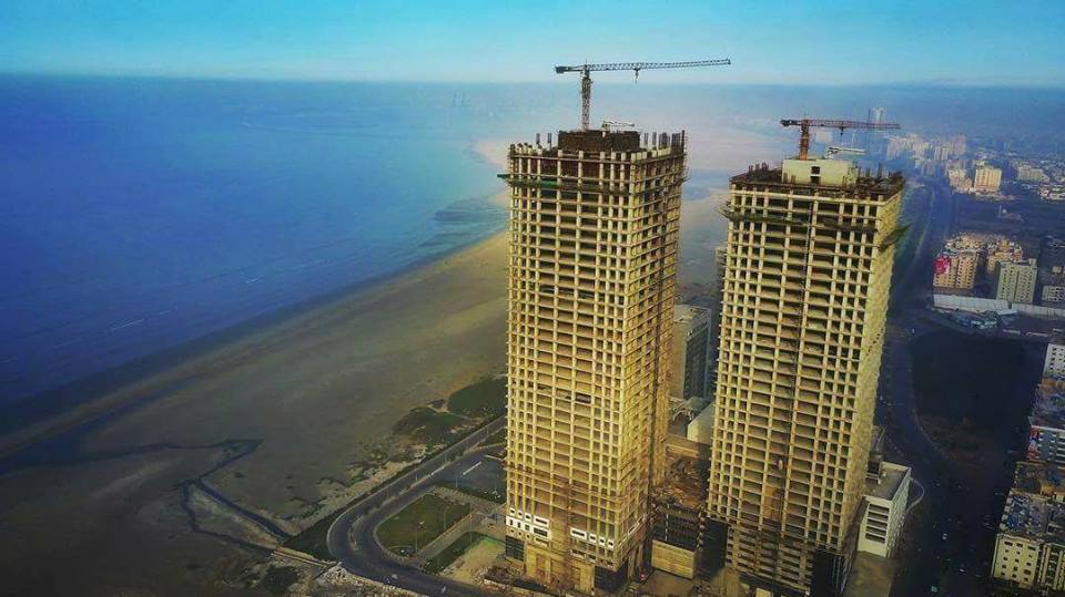 20 - Under-construction 40-storeys Dolmen twin towers in Clifton - Karachi