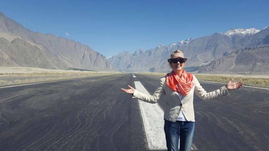 10 - Australian Tourist Sophee Southall at the runway of Skardu Airport